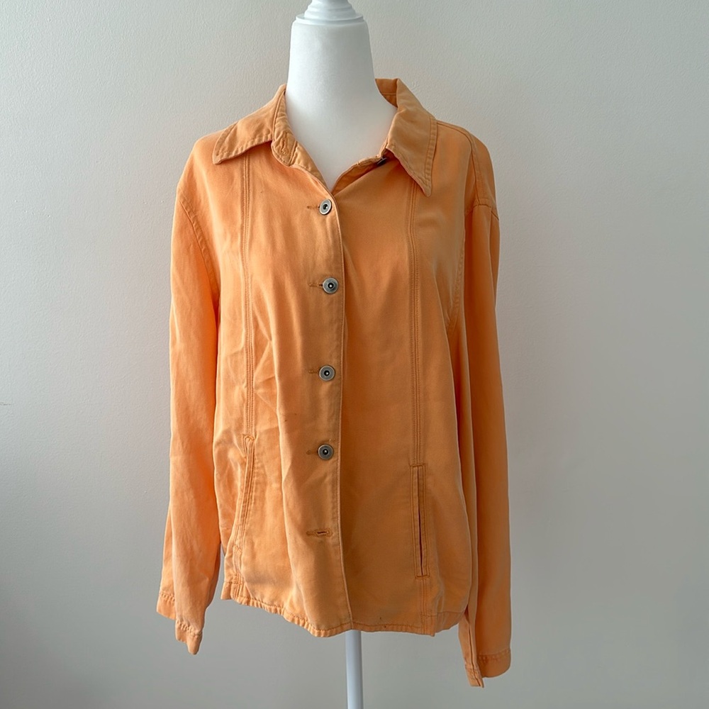 Women’s oversized light orange button front long sleeve top